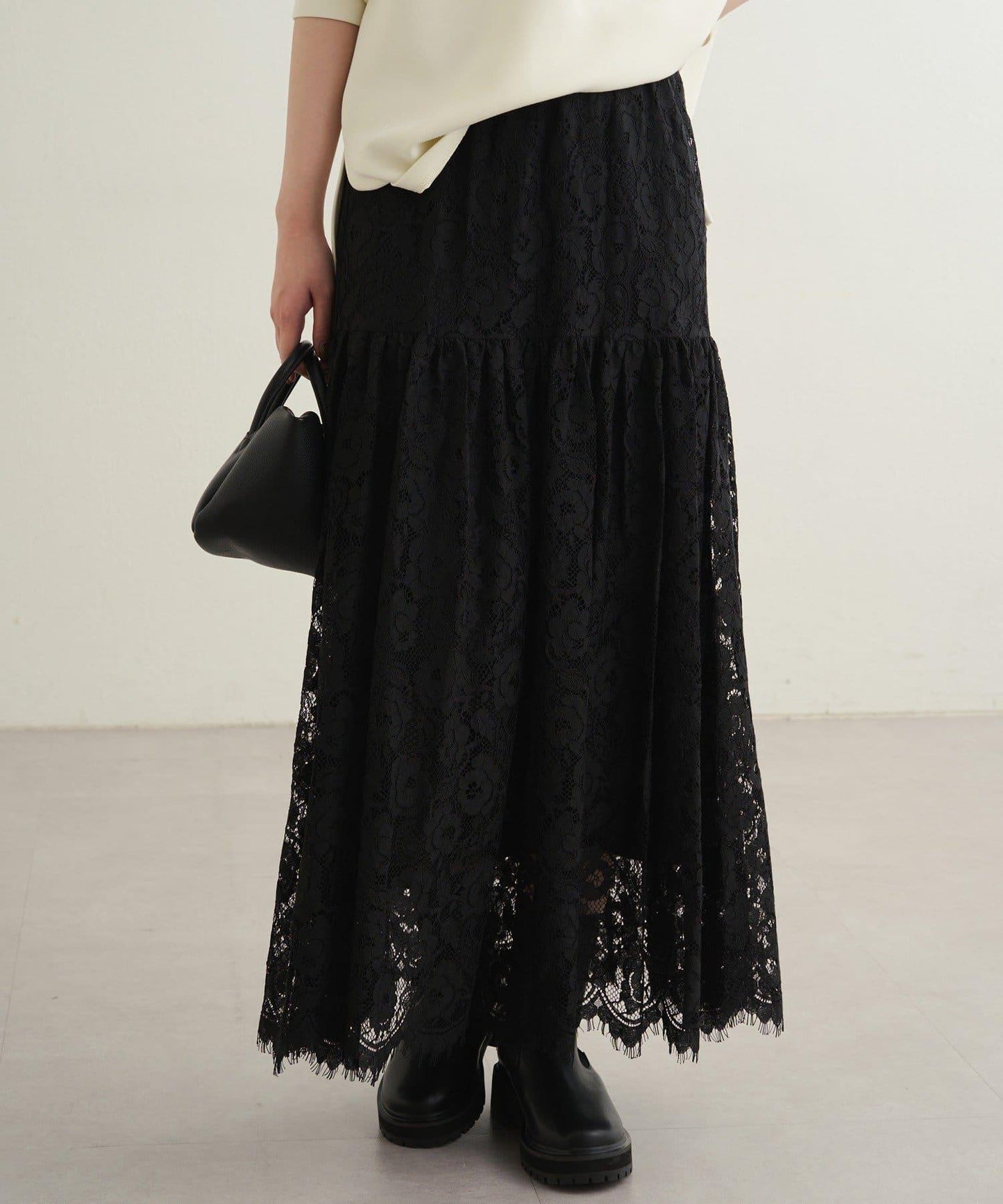 【Loungedress】復古風蕾絲半身裙
