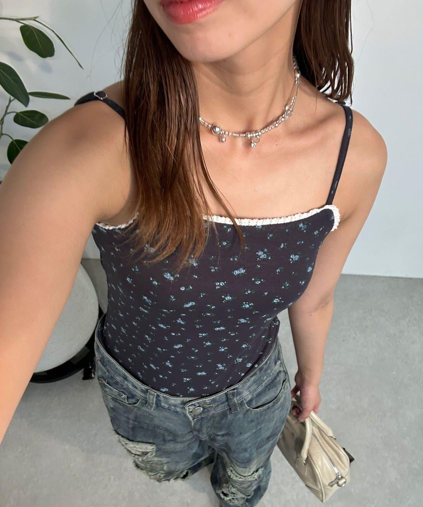 【中性款】小花紋蕾絲杯託吊帶背心