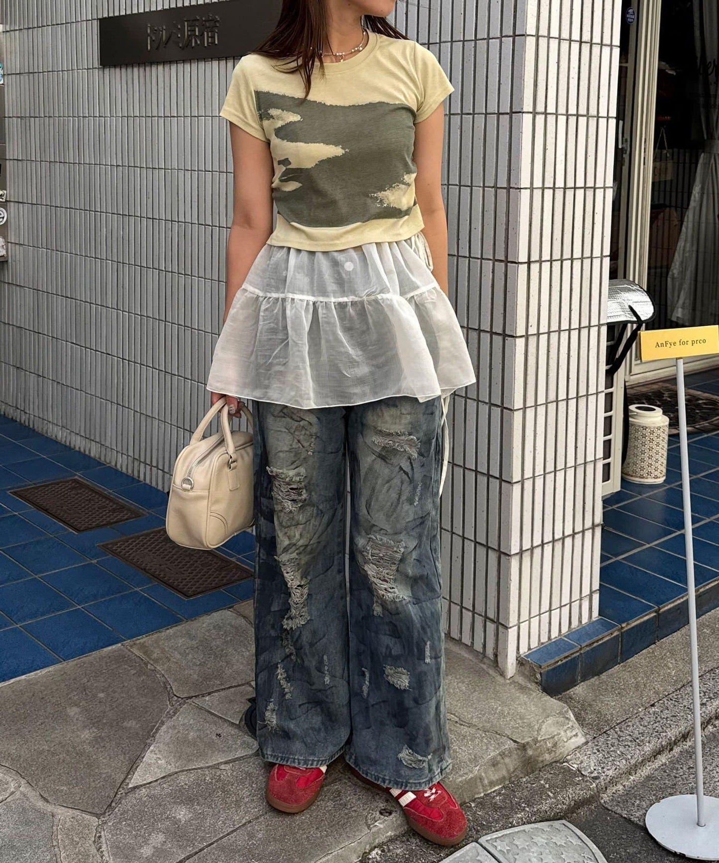 【中性款】透視層疊卷邊裙