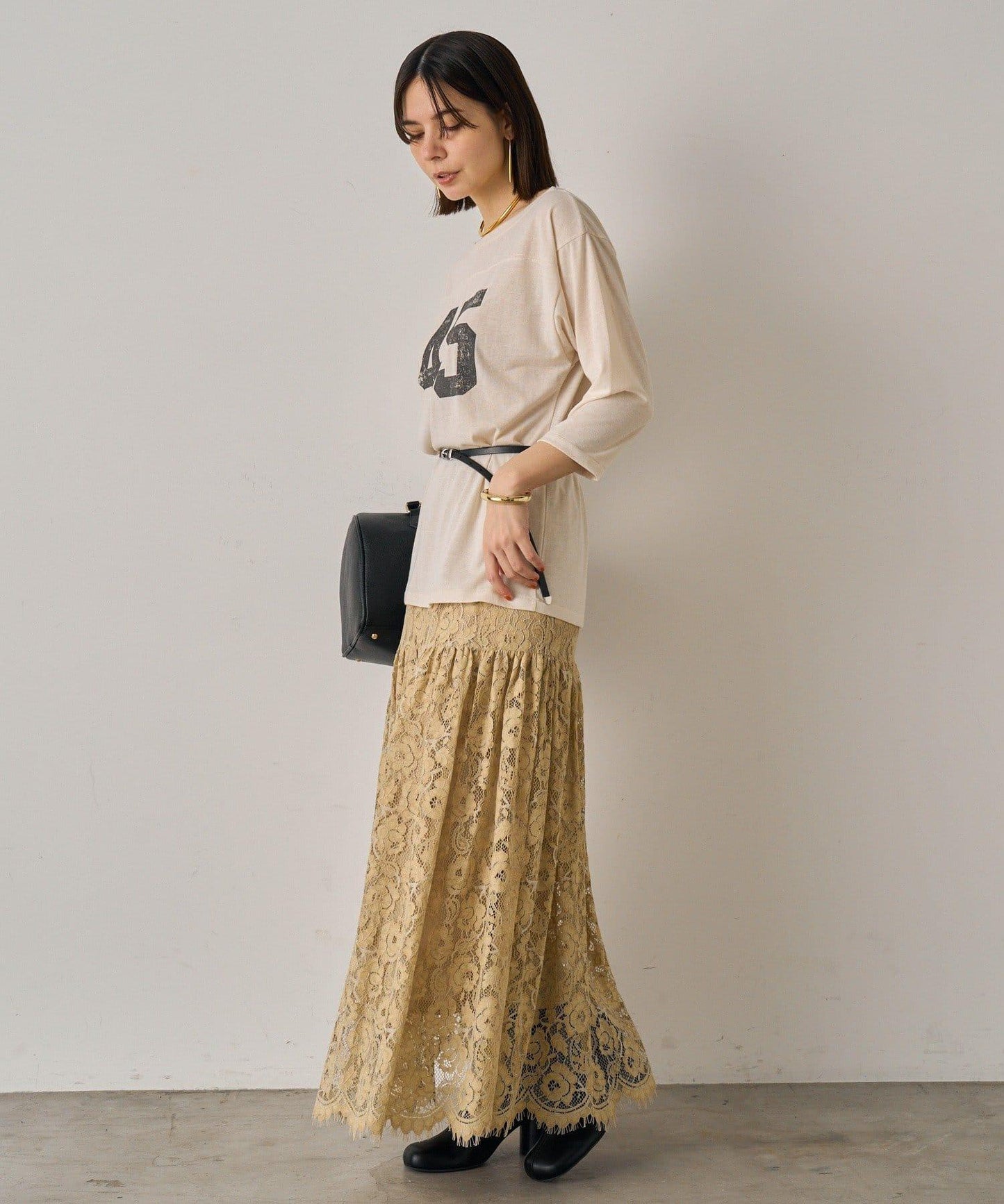 【Loungedress】復古風蕾絲半身裙