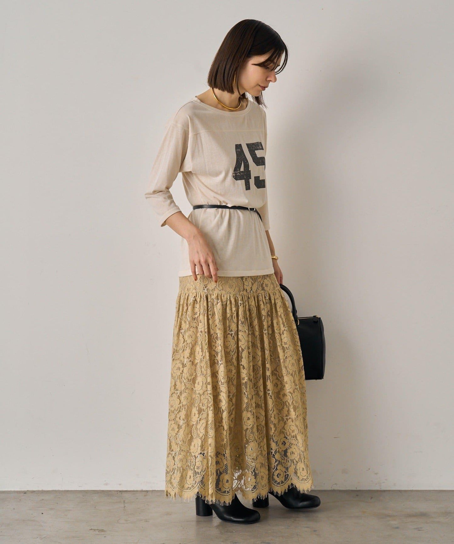 【Loungedress】復古風蕾絲半身裙