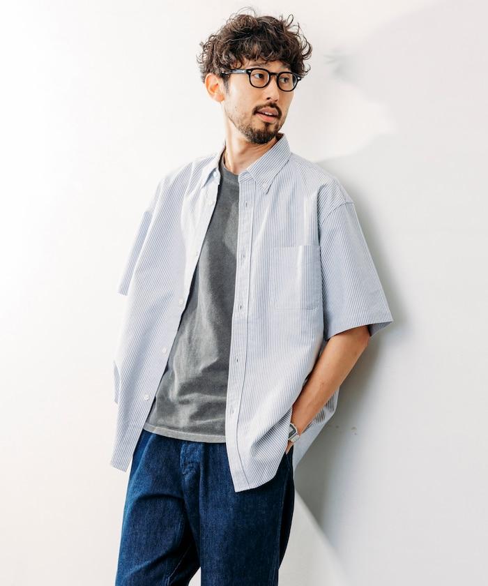 牛津紡 短袖 領釦襯衫