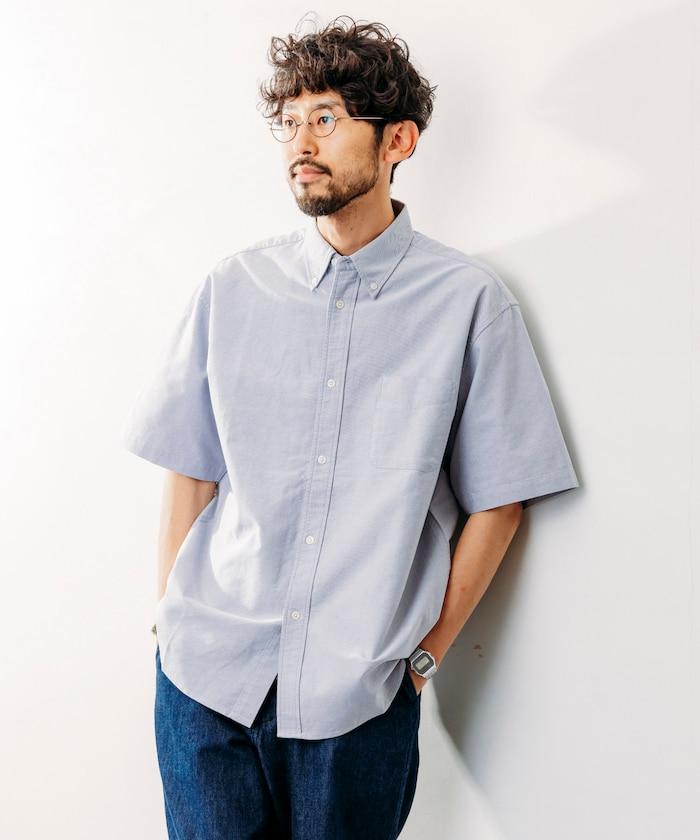 牛津紡 短袖 領釦襯衫