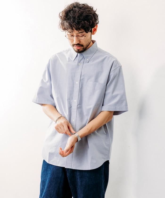 牛津紡 短袖 領釦襯衫