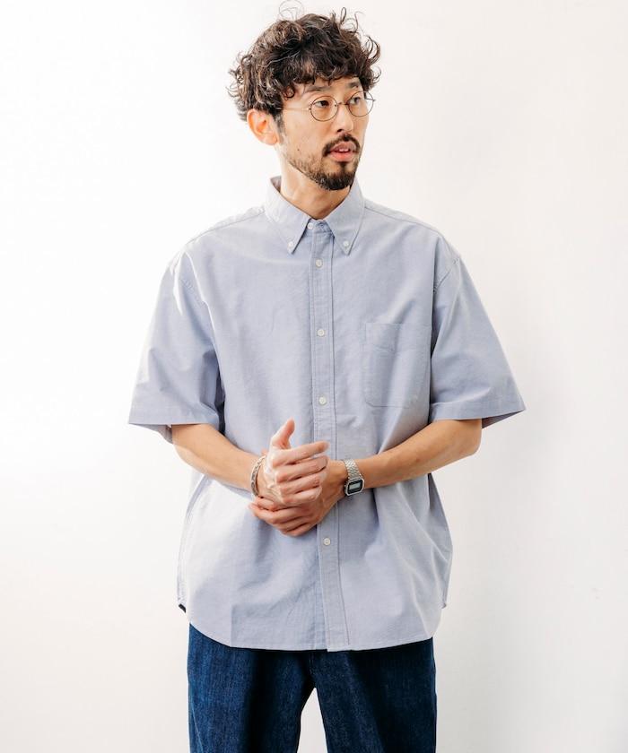 牛津紡 短袖 領釦襯衫