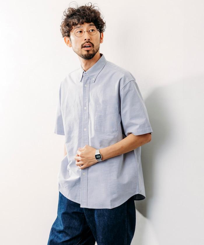 牛津紡 短袖 領釦襯衫