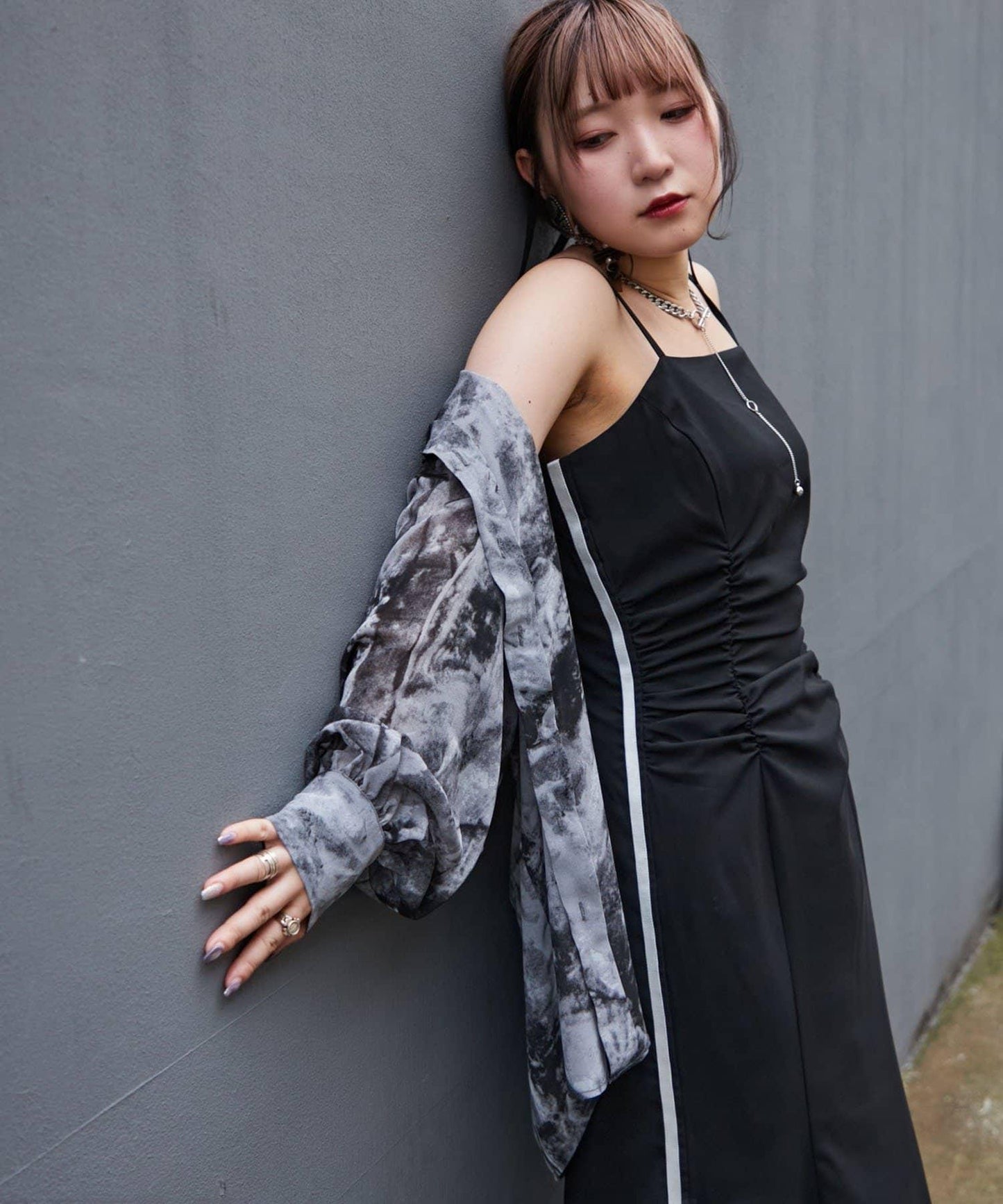 【Mavie..7】側條紋人魚連衣裙