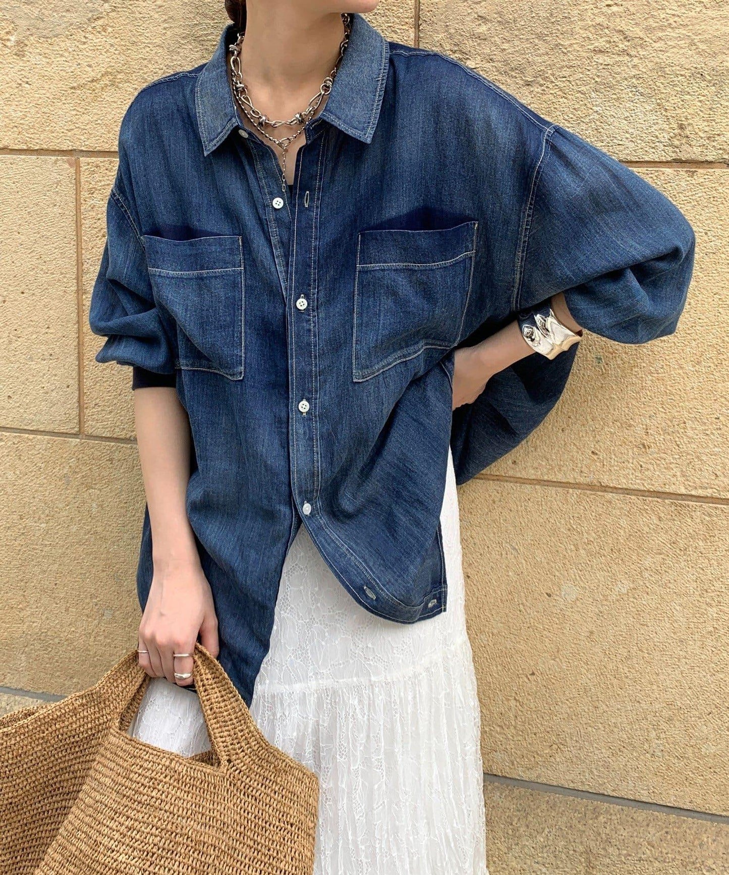 袖口彈力牛仔襯衫