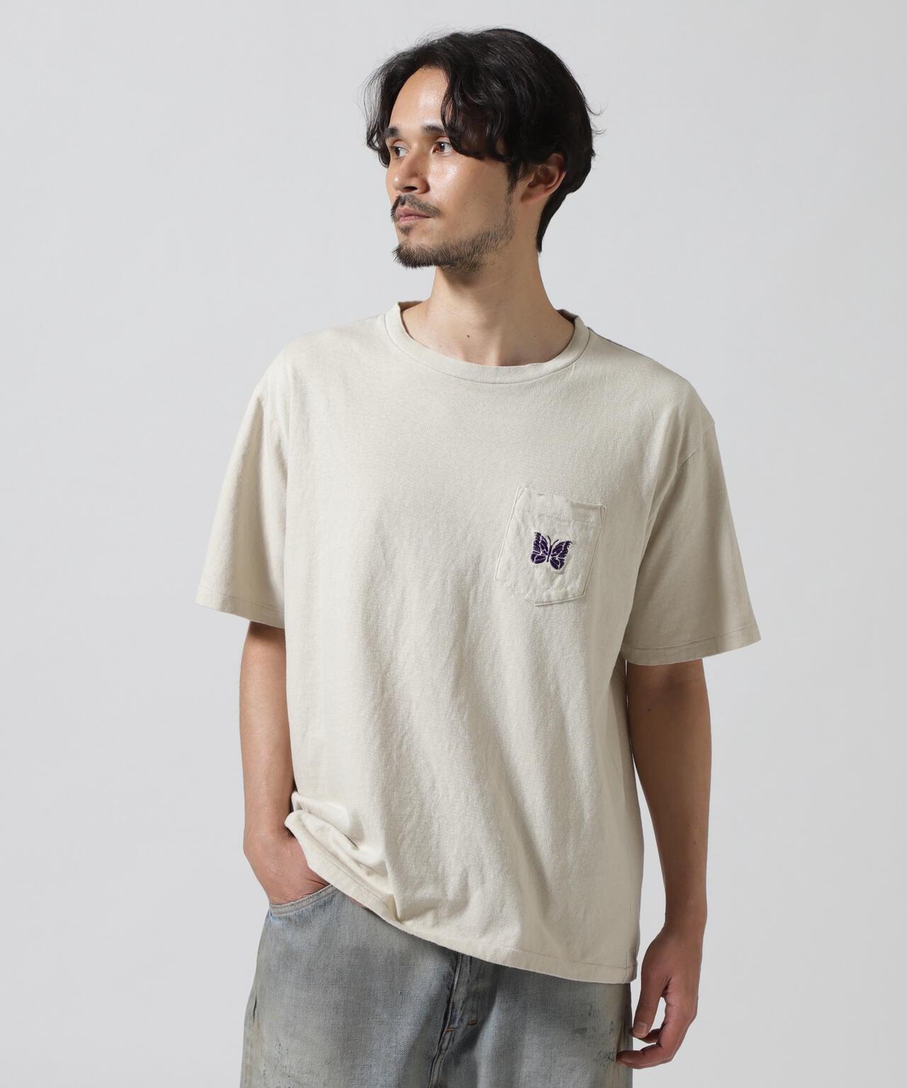 NEEDLES/S/S 蝴蝶刺繡口袋T恤 - 棉質傑西布