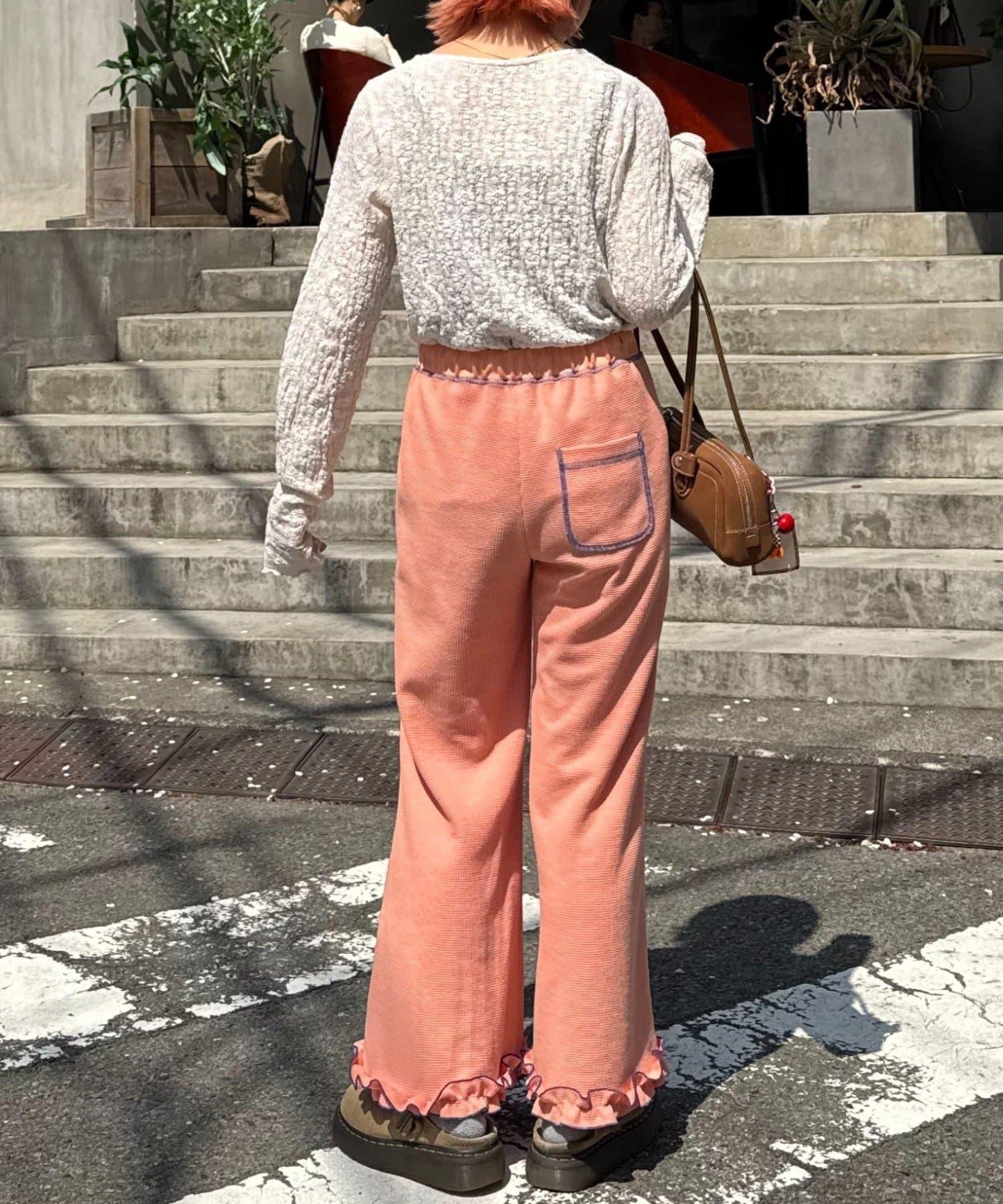 【HELLO.SANFRANCISCO】華夫格紋喇叭褲