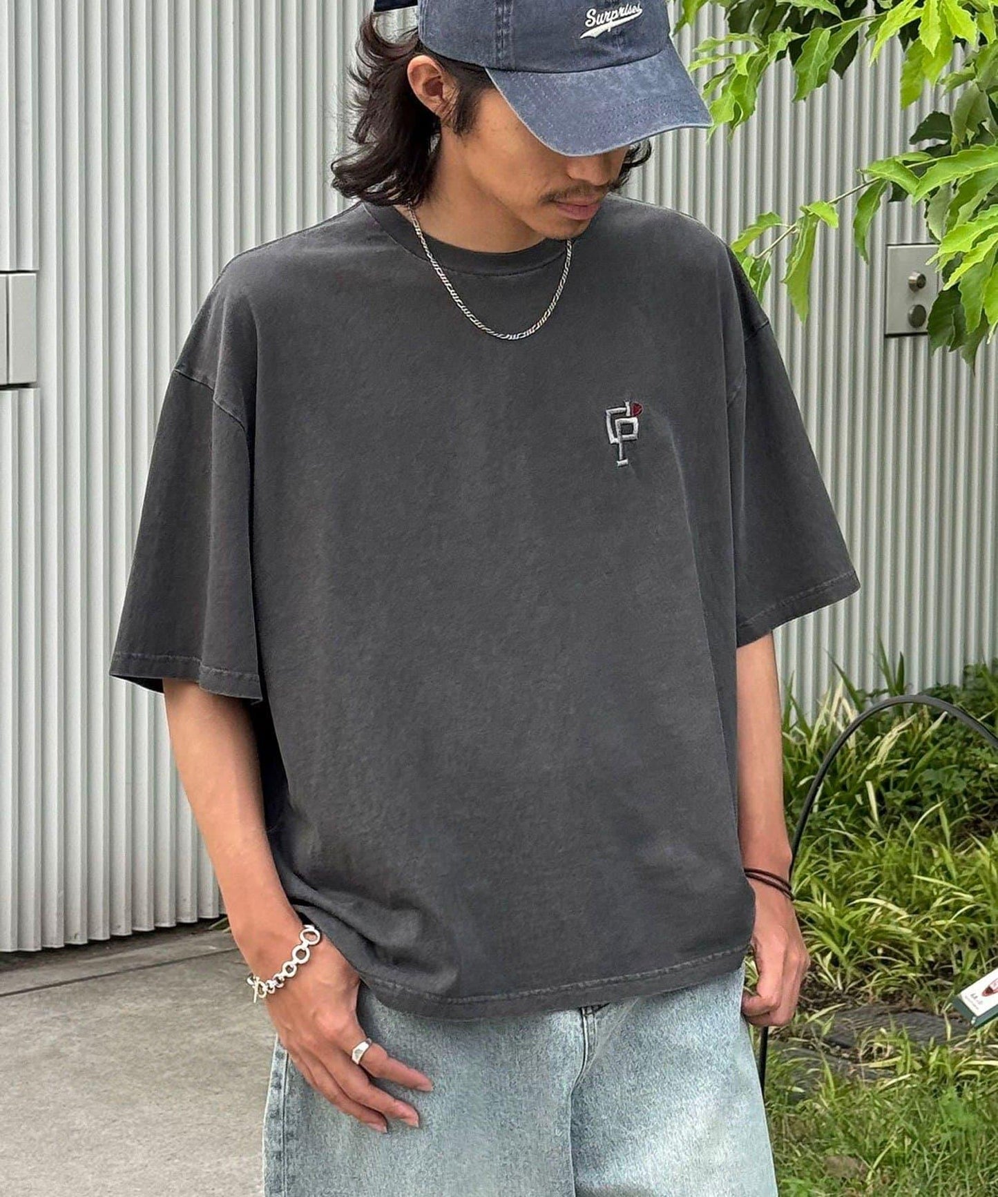 條紋修身超染T恤