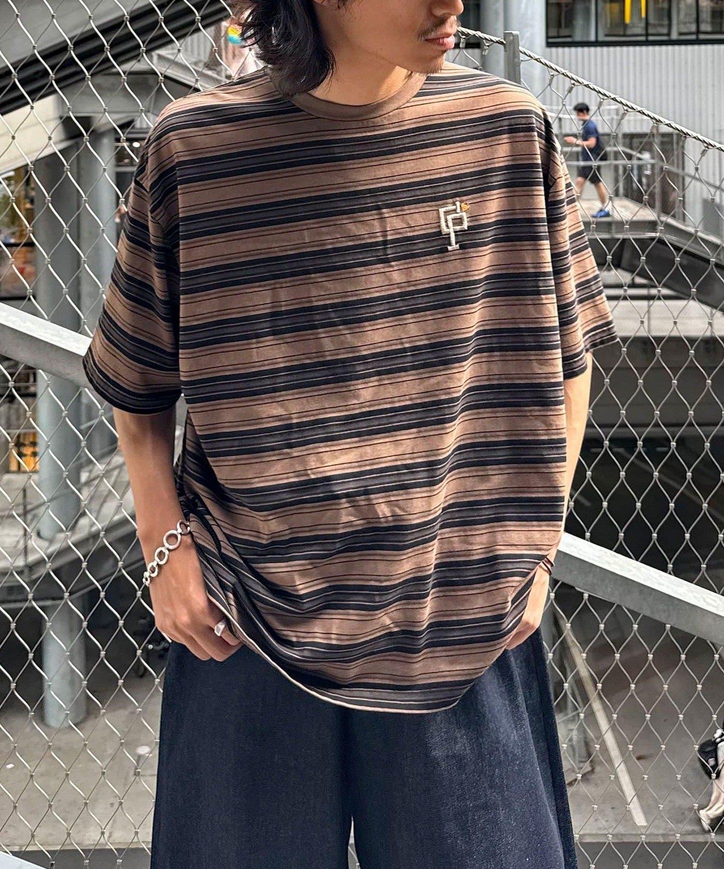 條紋修身超染T恤