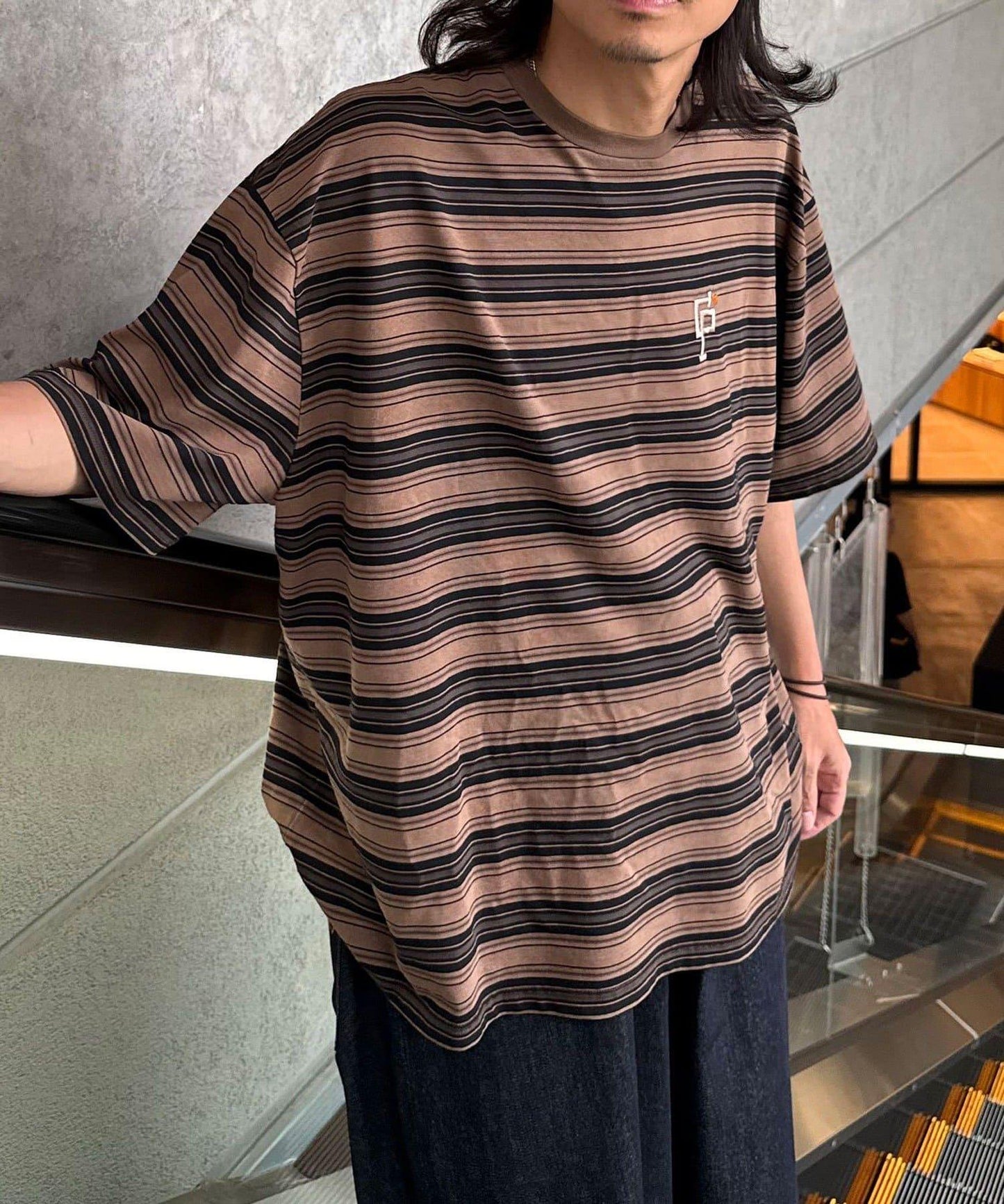 條紋修身超染T恤
