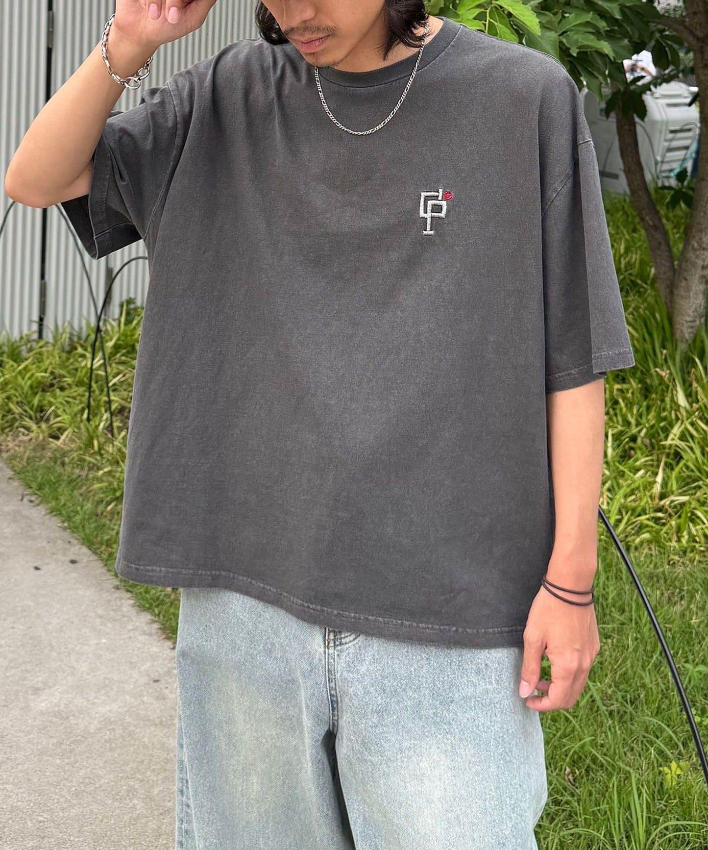 條紋修身超染T恤