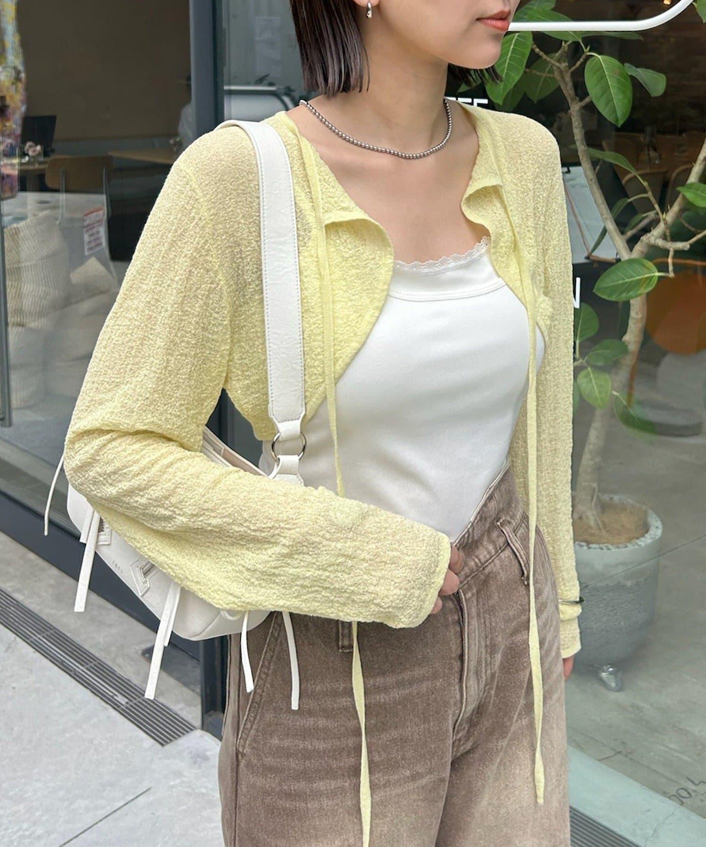 透明針織短外套