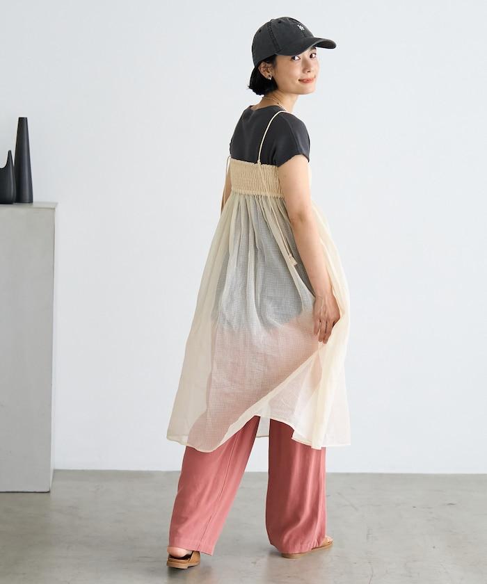 印度 2WAY 剪紗 格紋 帶式連體褲