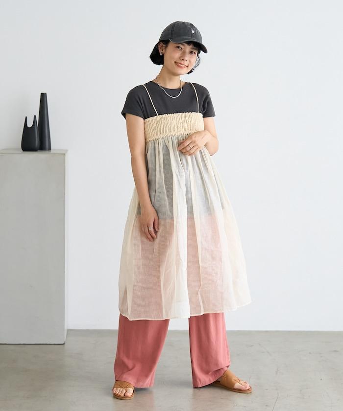 印度 2WAY 剪紗 格紋 帶式連體褲