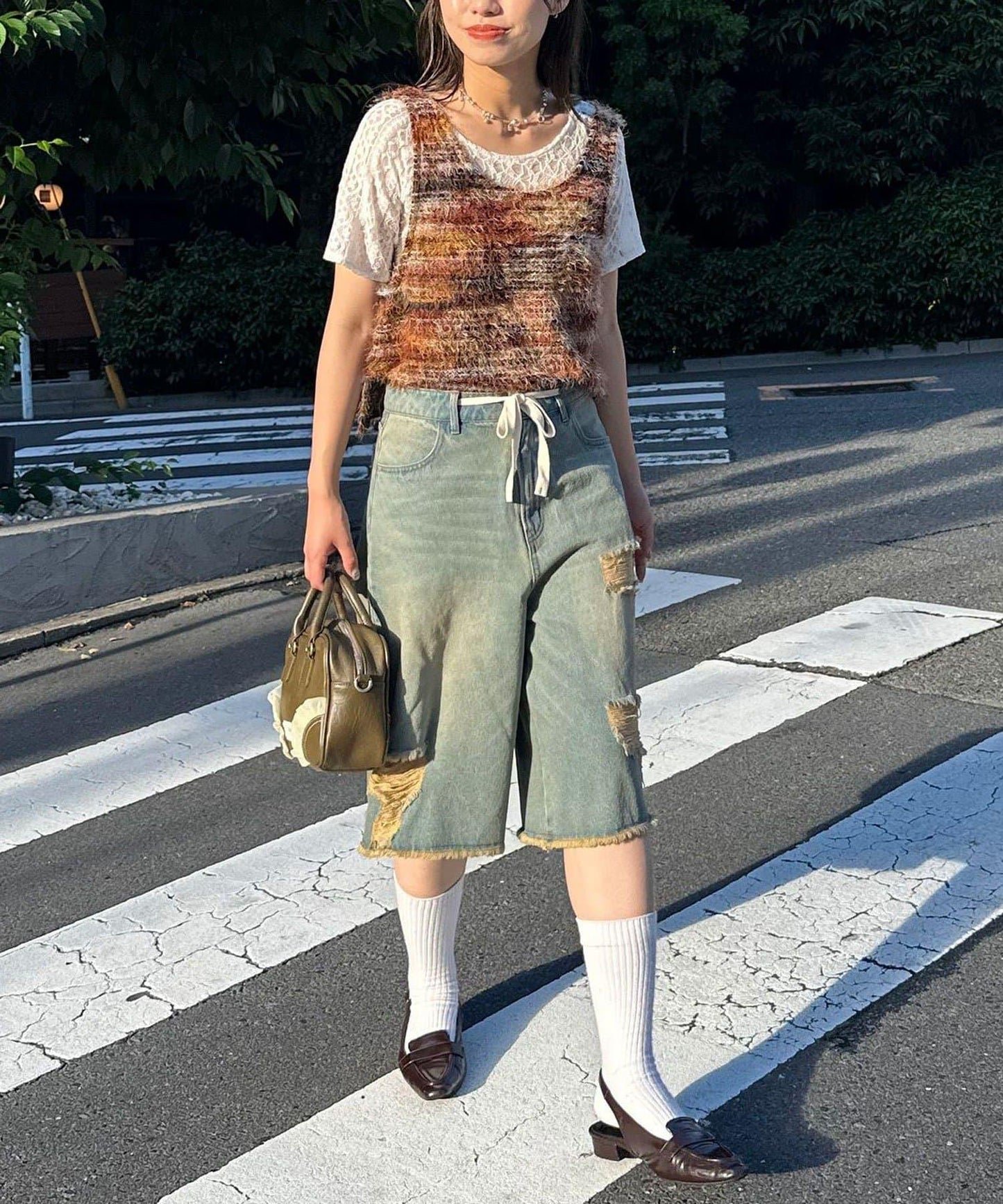 超破壞半身牛仔褲