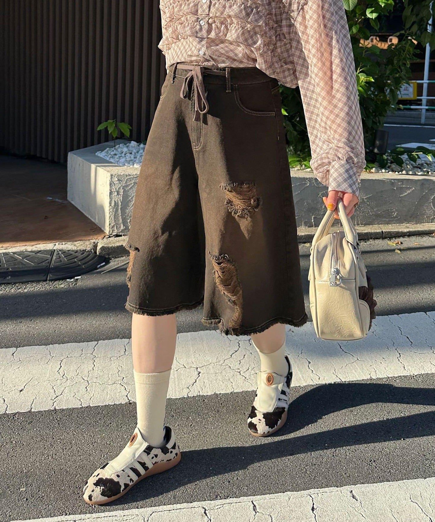 超破壞半身牛仔褲
