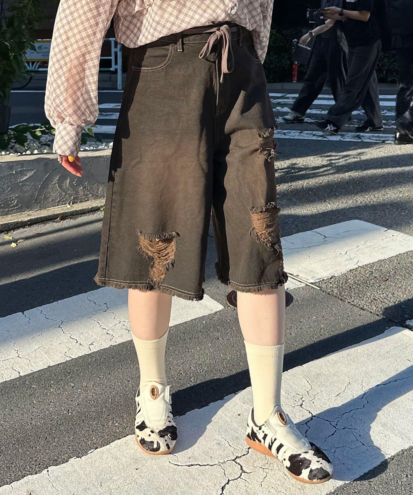 超破壞半身牛仔褲