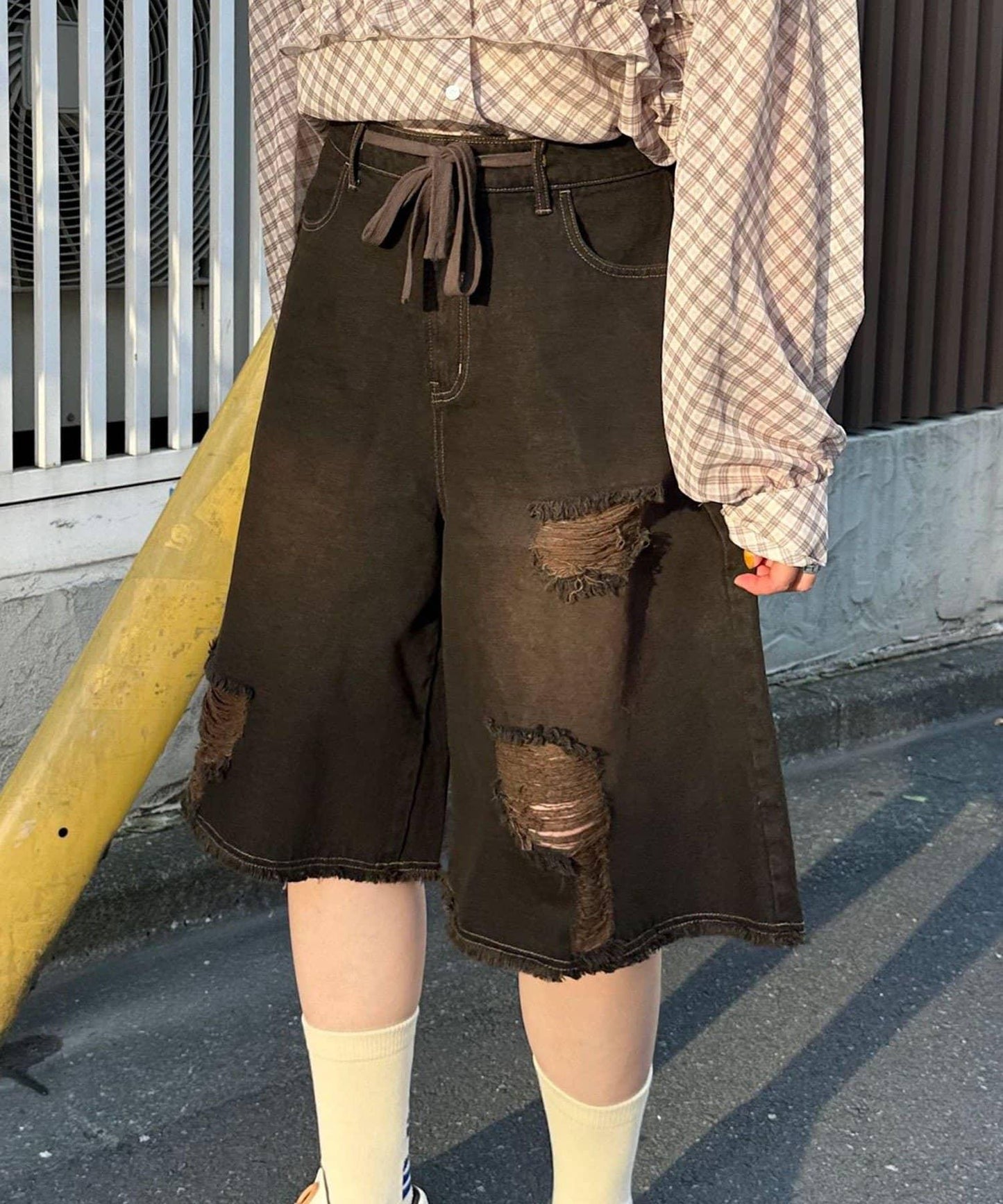 超破壞半身牛仔褲