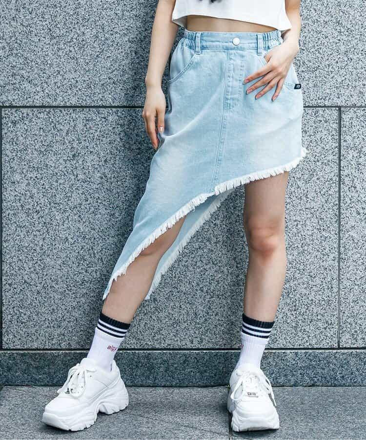 不對稱牛仔裙