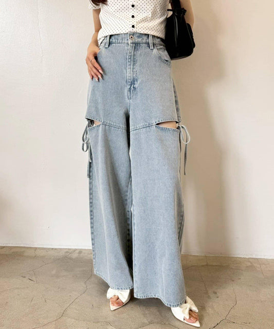 側開蝴蝶結牛仔褲