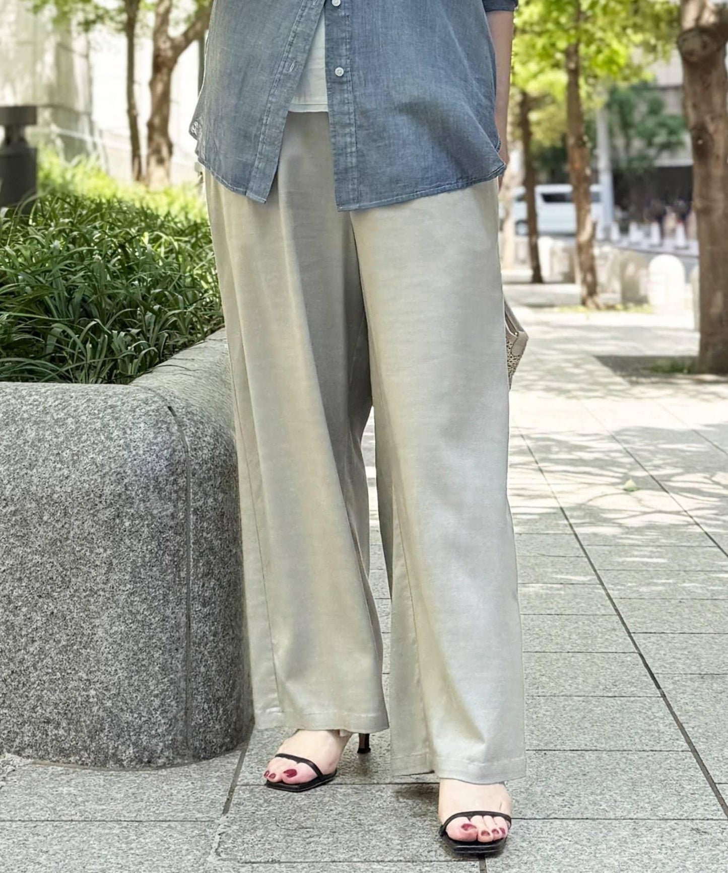 多功能高腰肋針褲