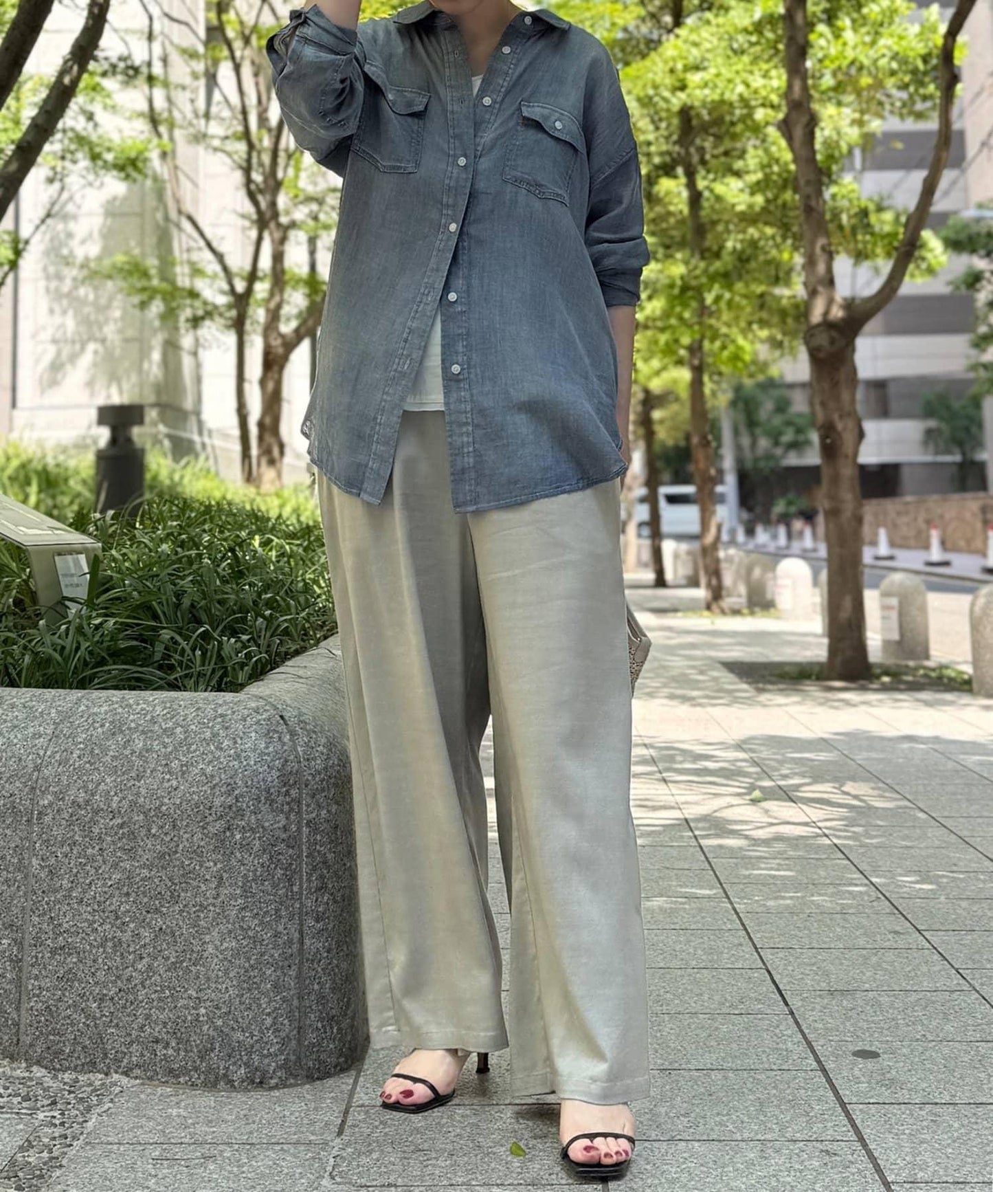 多功能高腰肋針褲