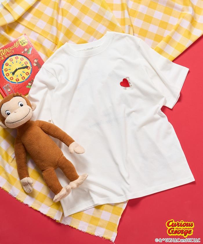 《小猴子喬治》心形刺繡T恤