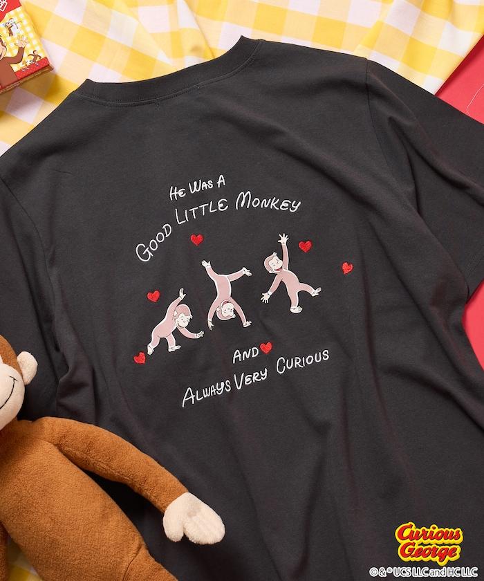 《小猴子喬治》心形刺繡T恤