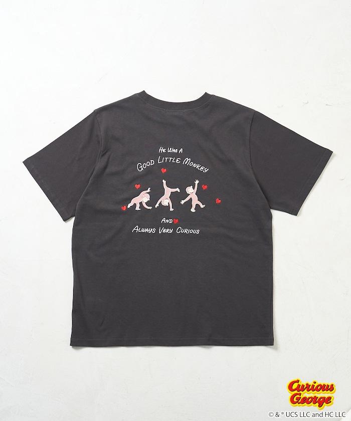 《小猴子喬治》心形刺繡T恤