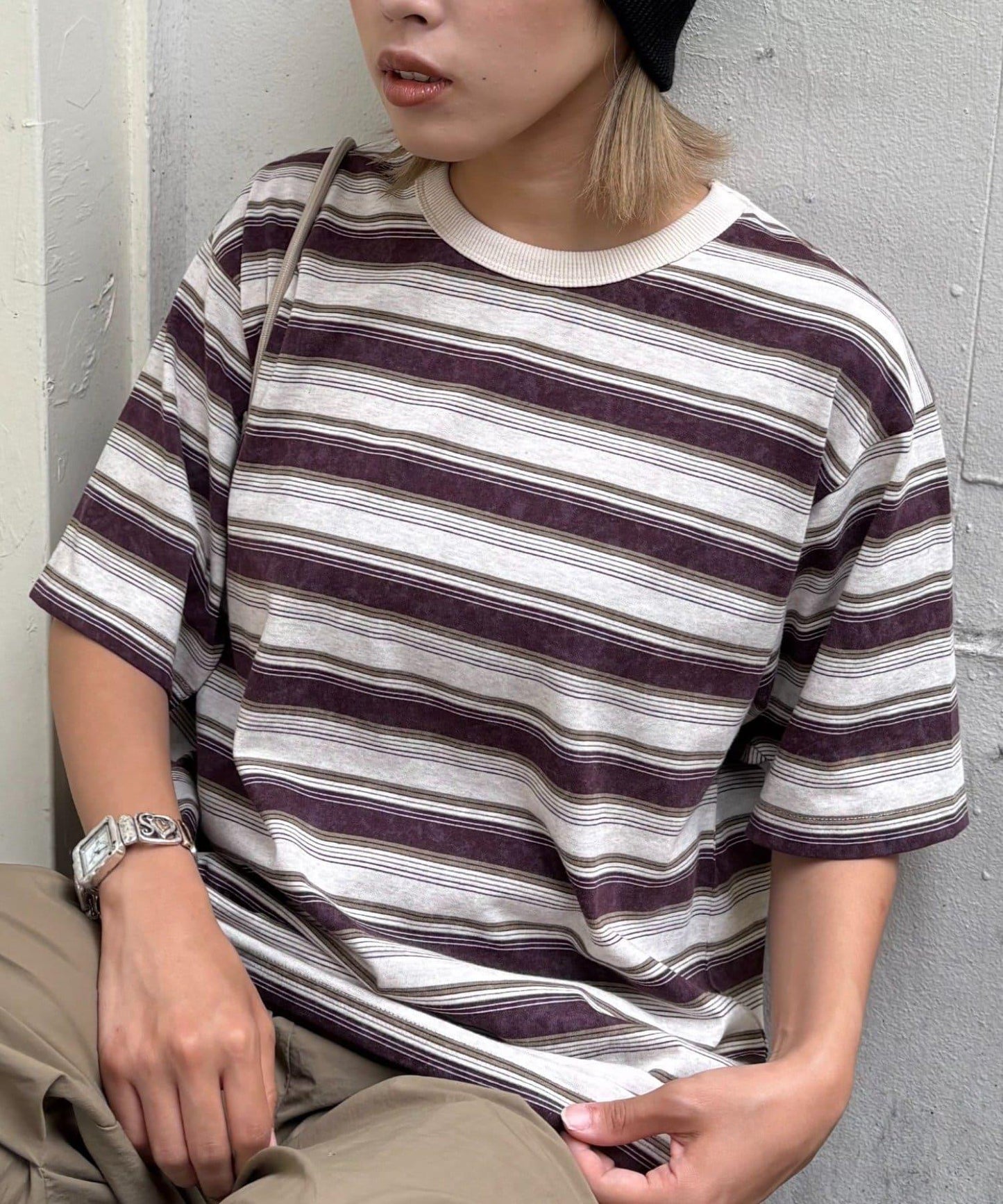 【CIAOPANIC TYPY】【UNISEX】復古風條紋T恤