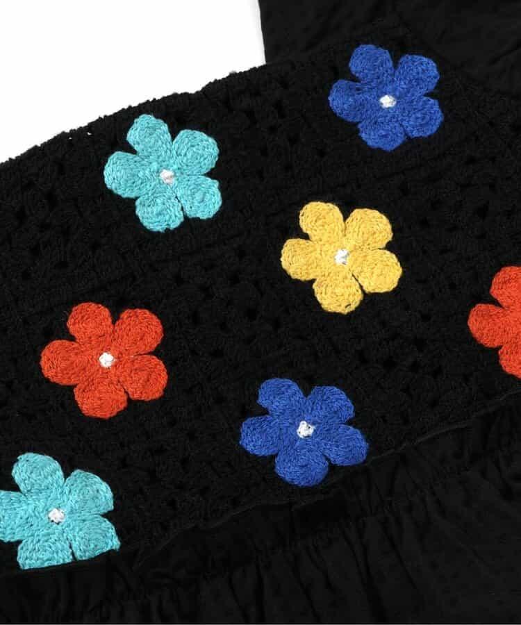 鉤針風心形菊花刺繡連衣裙