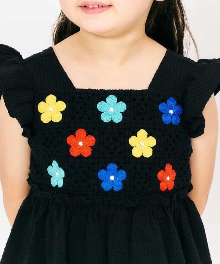 鉤針風心形菊花刺繡連衣裙