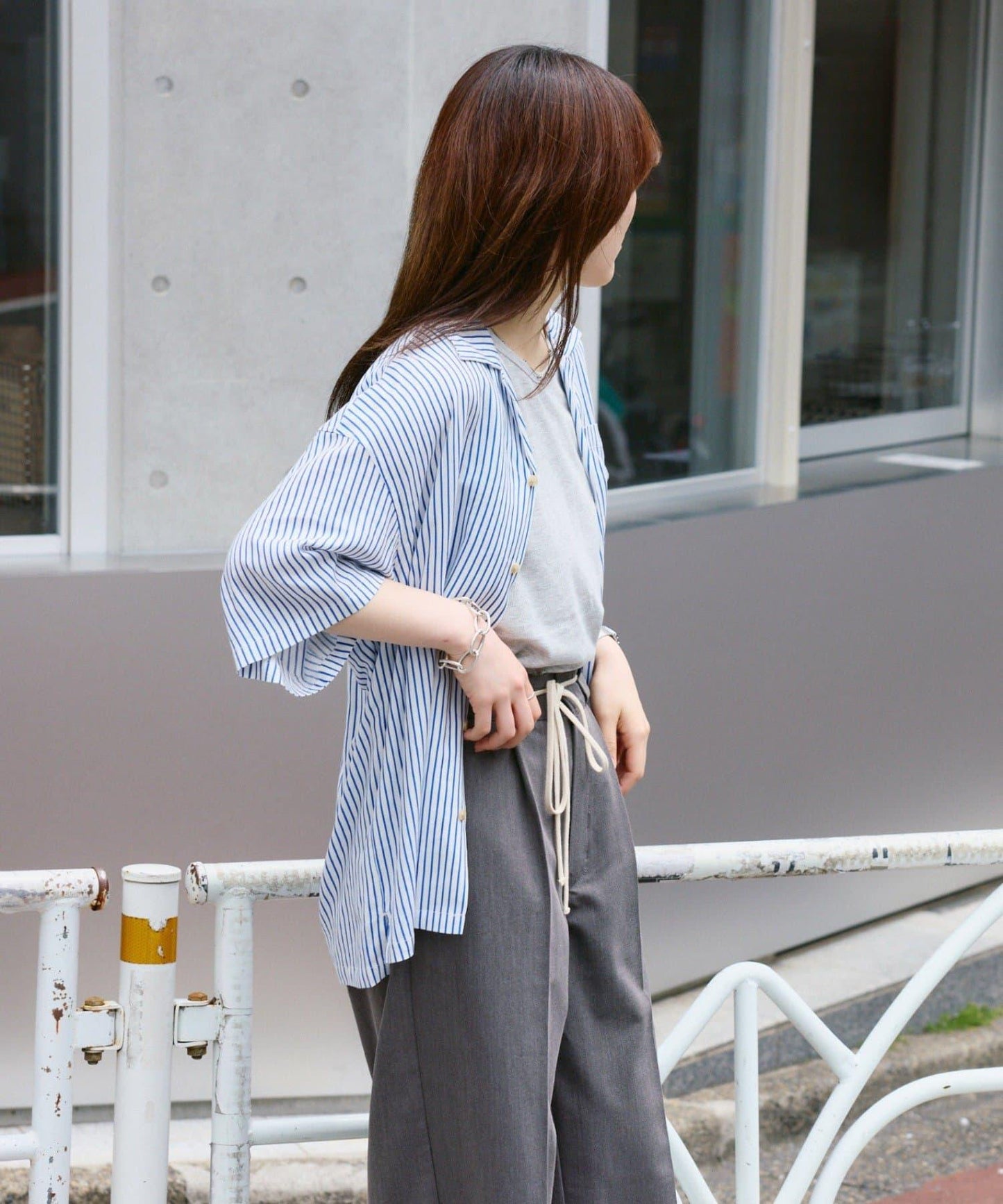 【男女通用】亞麻粘膠開領短袖襯衫