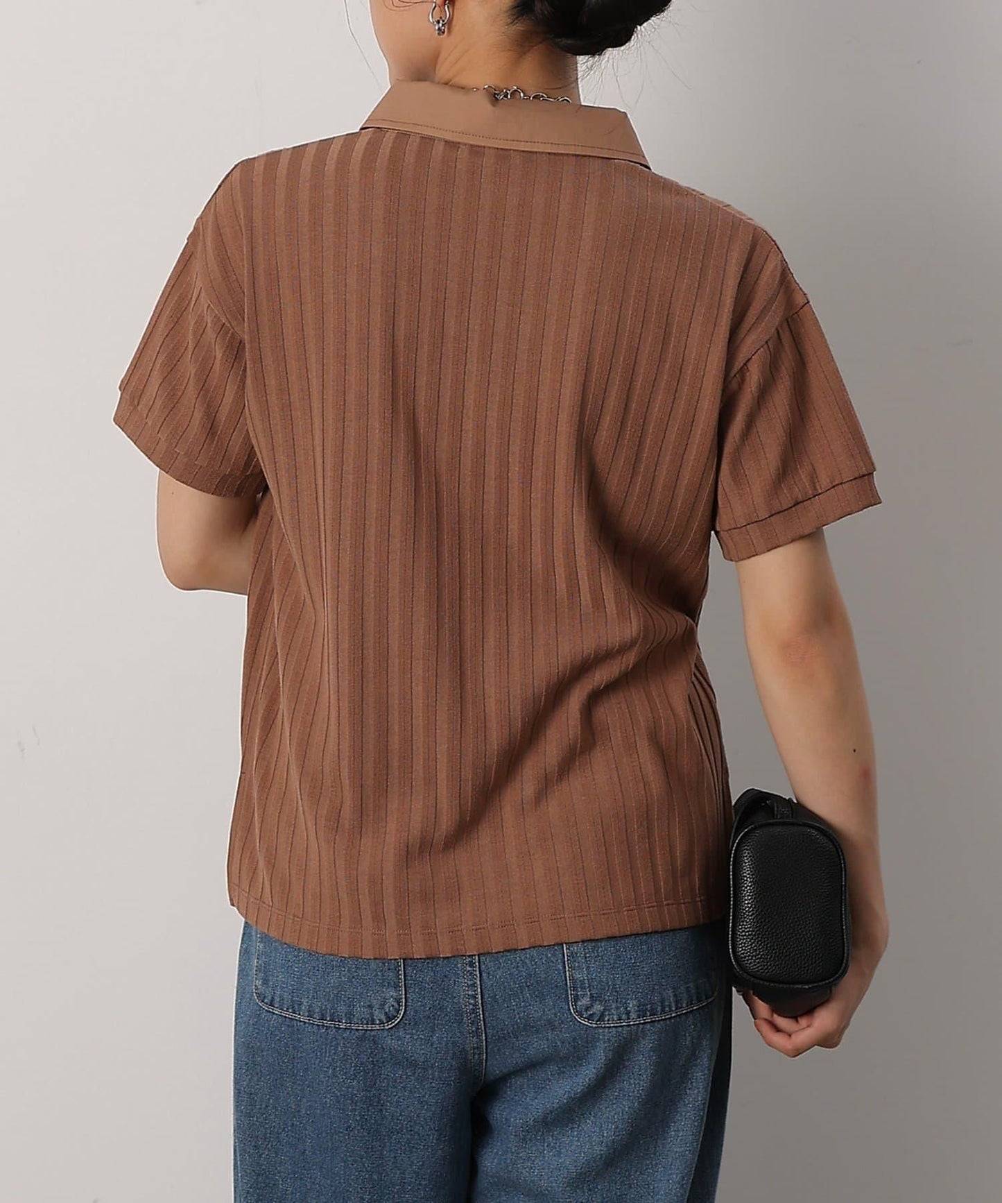 布料polo領條紋上衣