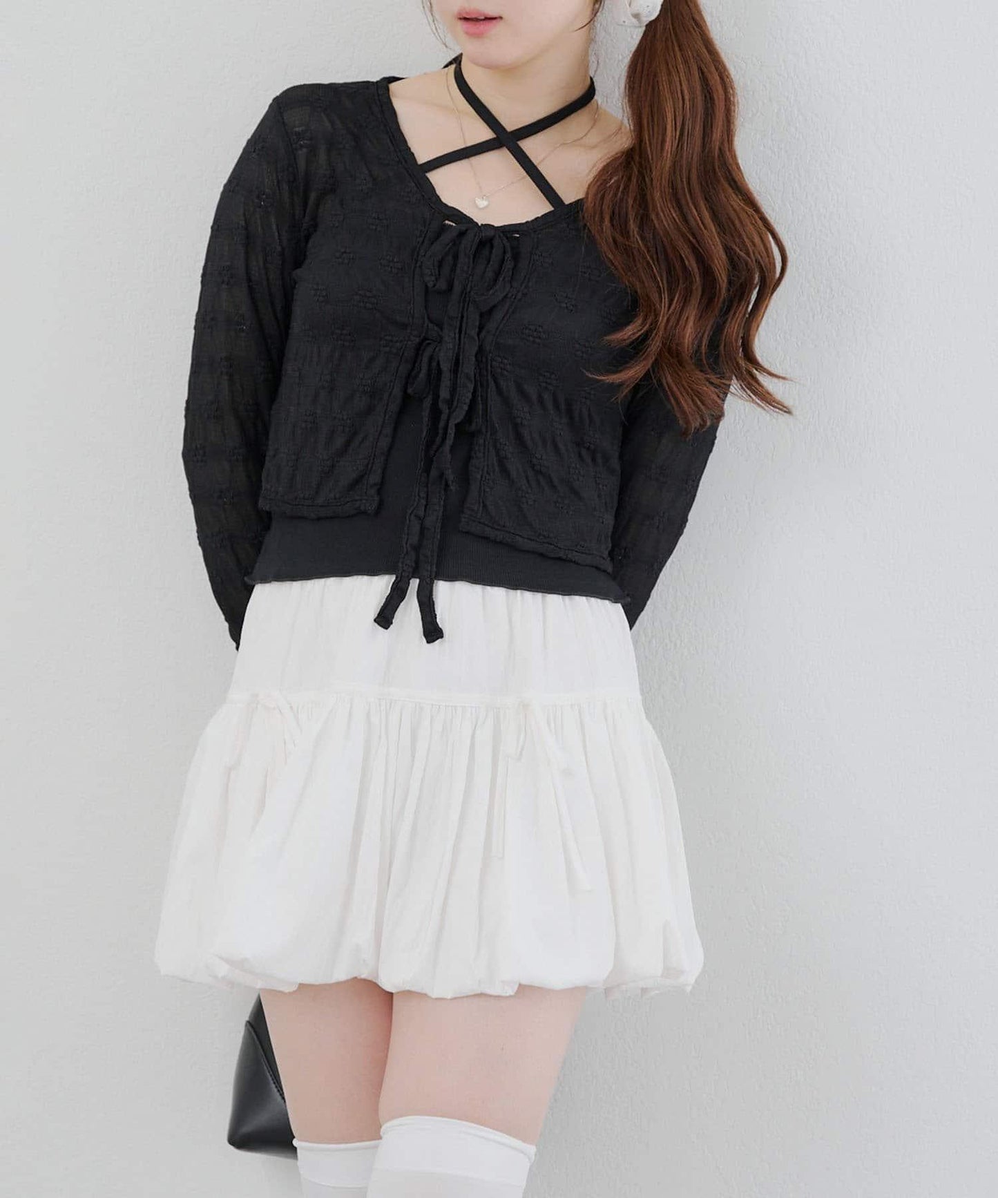 【@re.__mi23精選】蕾絲開衫+露肩背心套裝