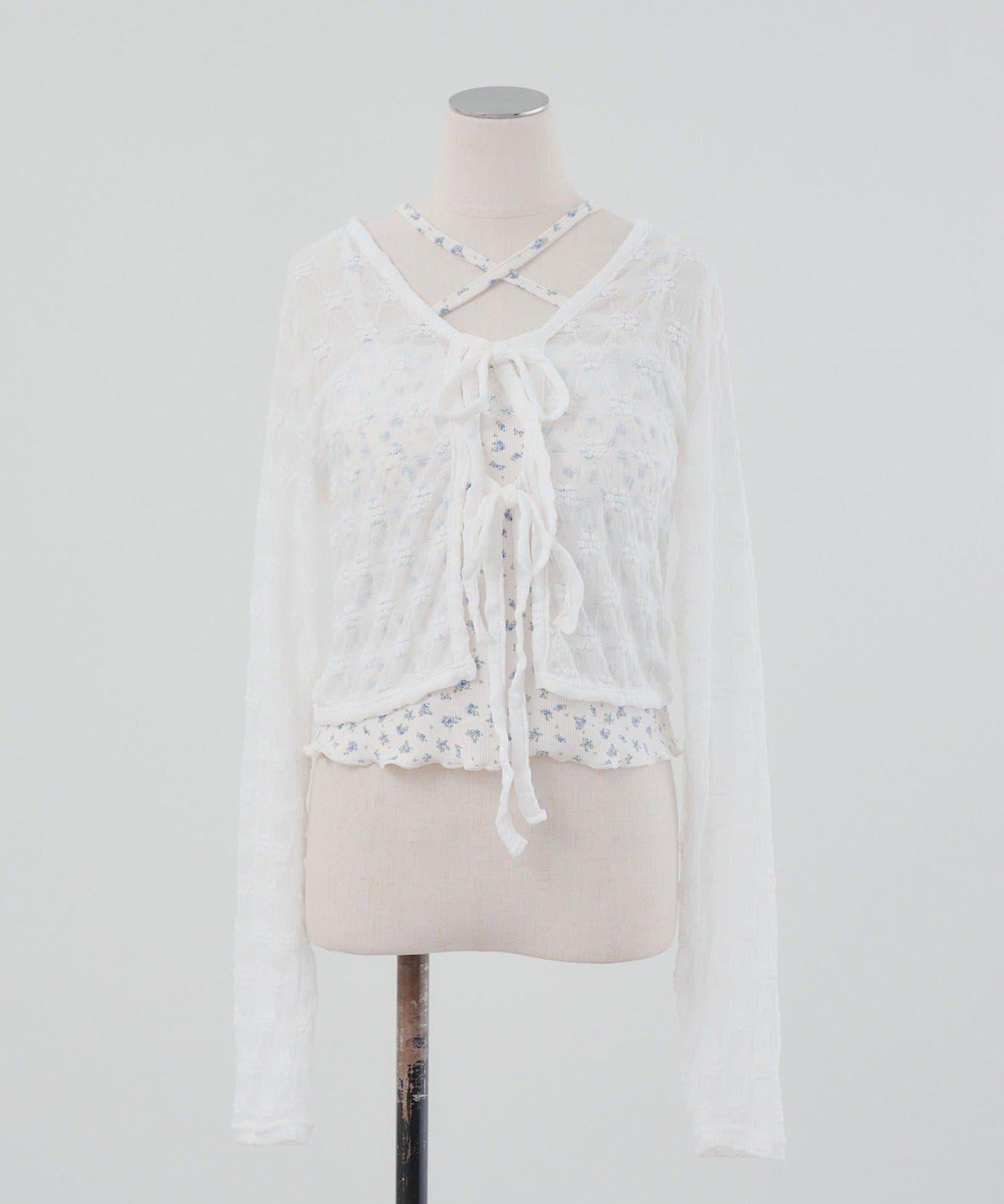 【@re.__mi23精選】蕾絲開衫+露肩背心套裝