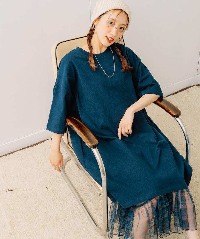 大尺寸T恤短袖迷你連衣裙