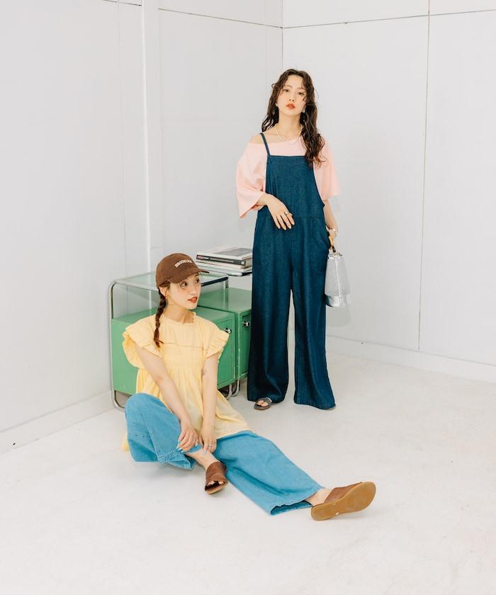 2way 平滑logo T恤/單肩印花T恤