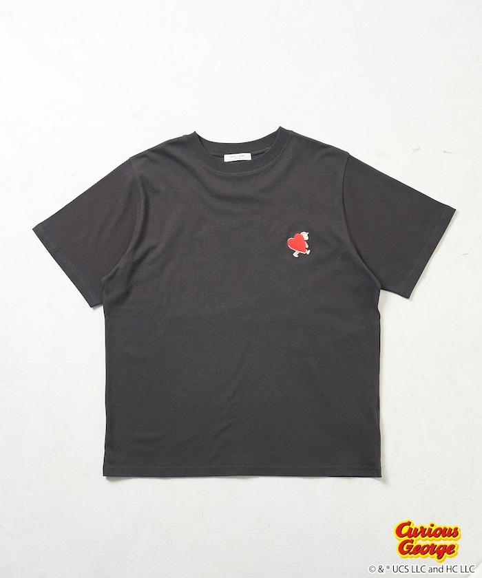 《小猴子喬治》心形刺繡T恤