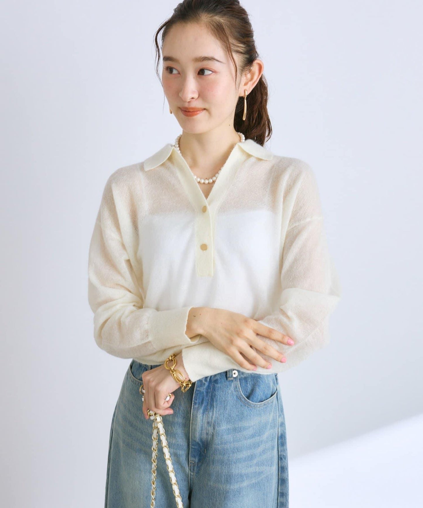 莫哈爾混紗透視針織衫