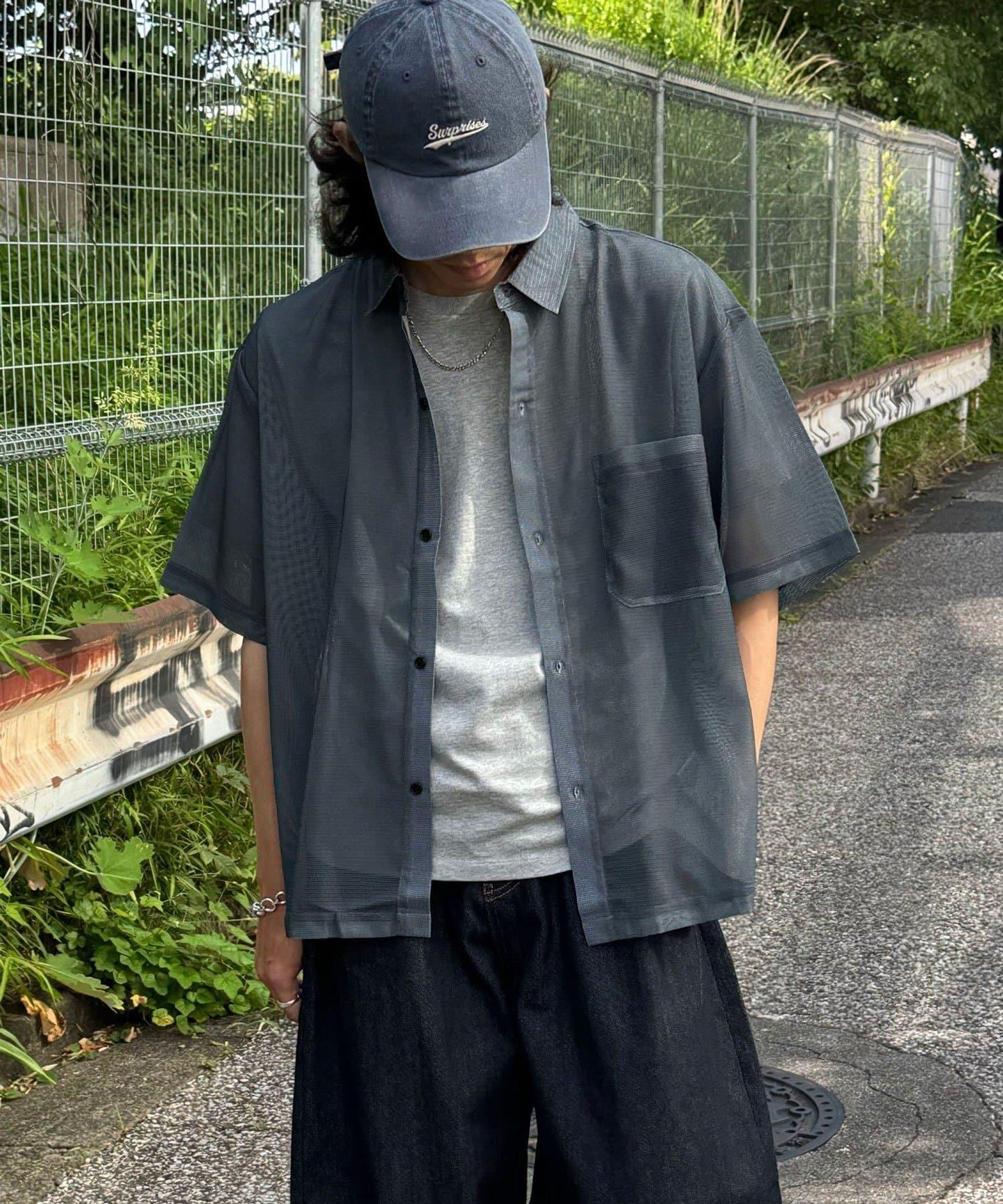 網眼拼花短袖襯衫