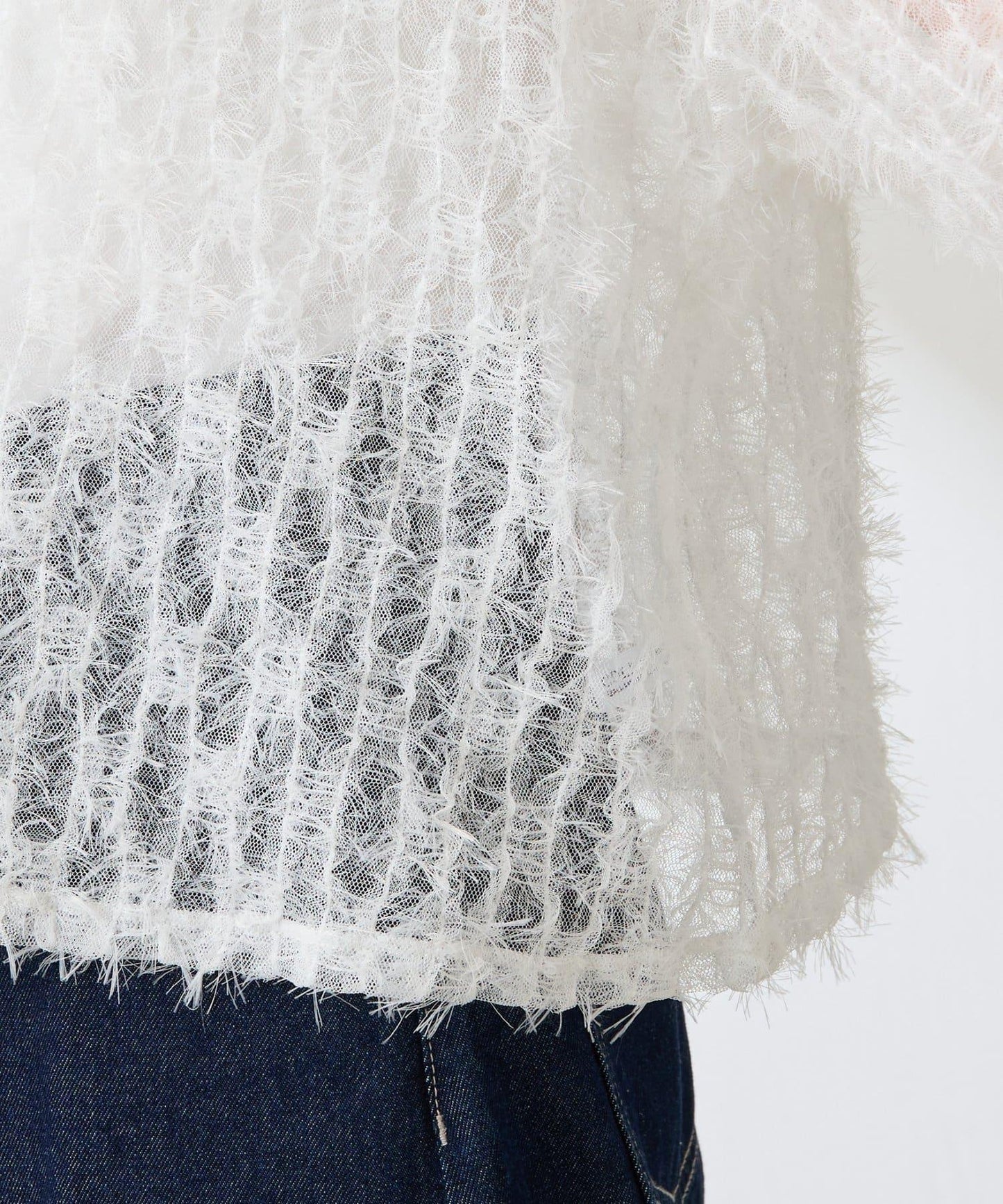 【夏季可穿著的七分袖】流蘇透視T恤