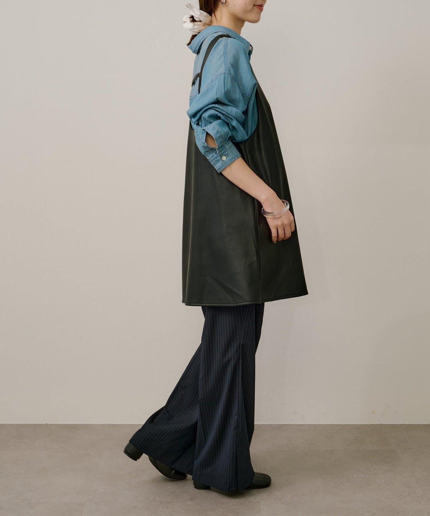 仿皮方形迷你短裙