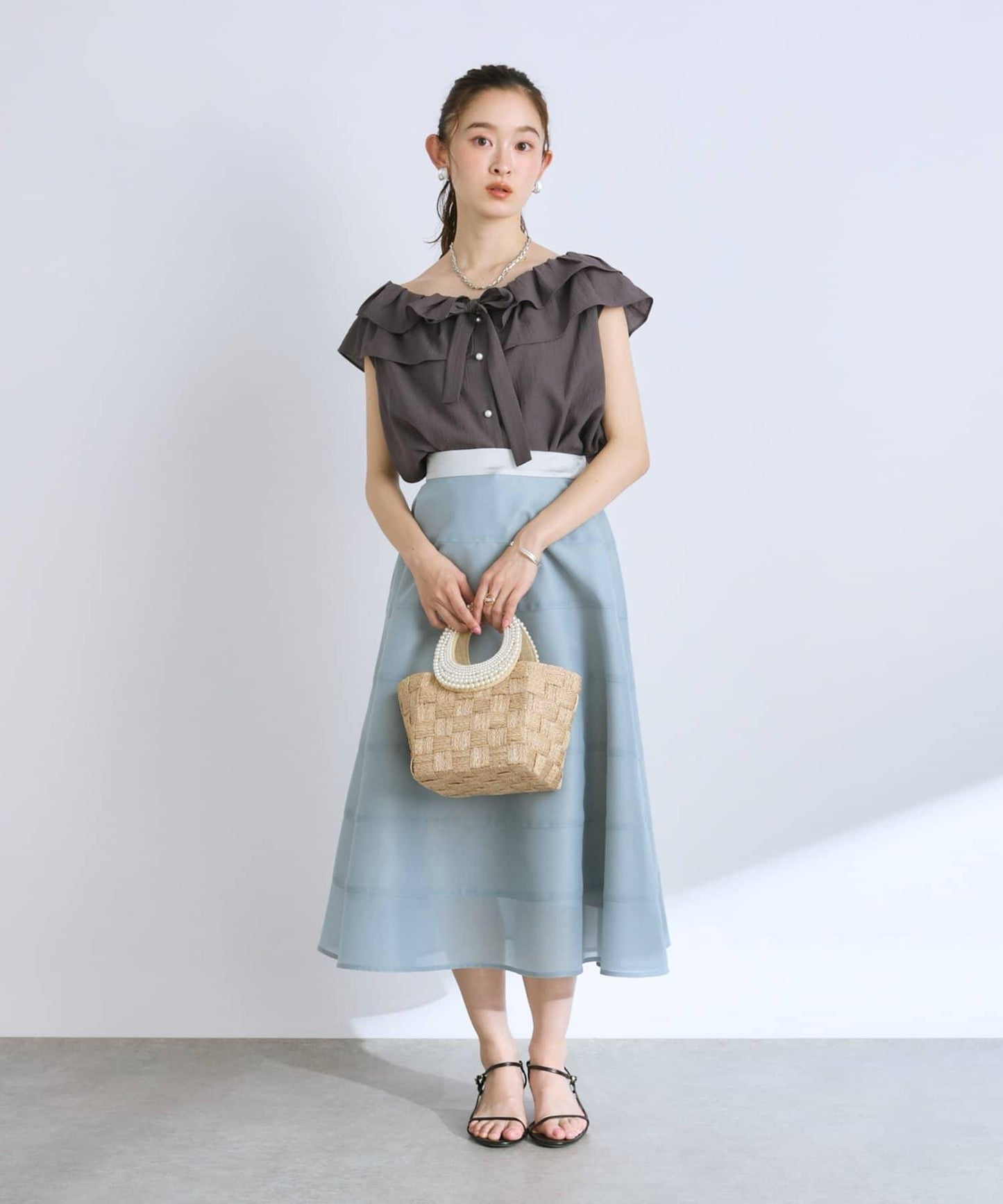 【優雅剪裁·有低個子尺碼】透視圓弧拼接半身裙