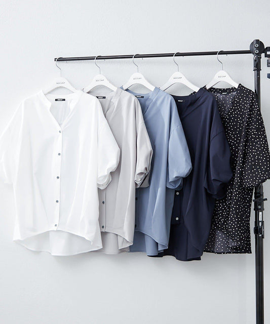 扭結袖蘑菇褶皺襯衫