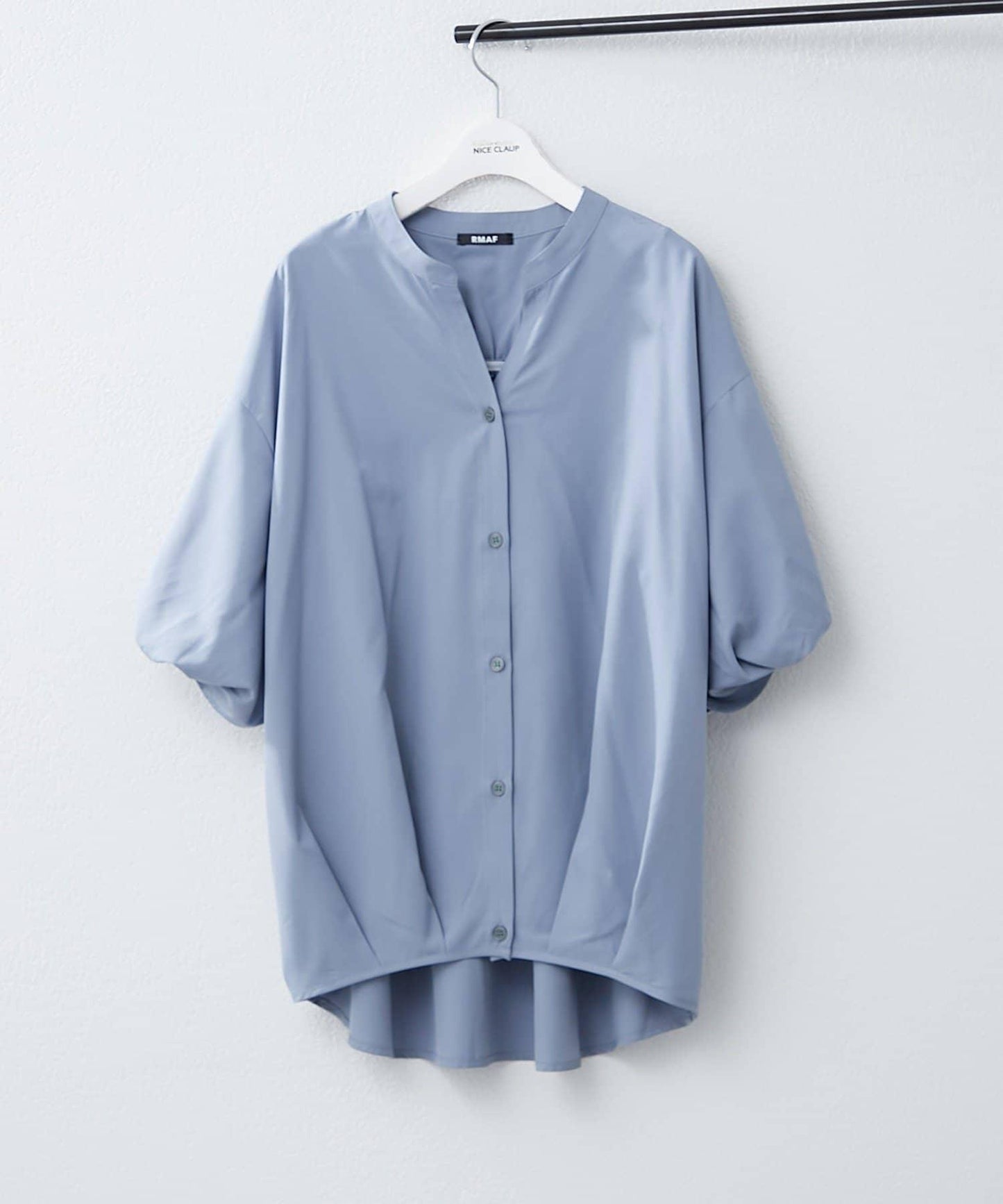 扭結袖蘑菇褶皺襯衫