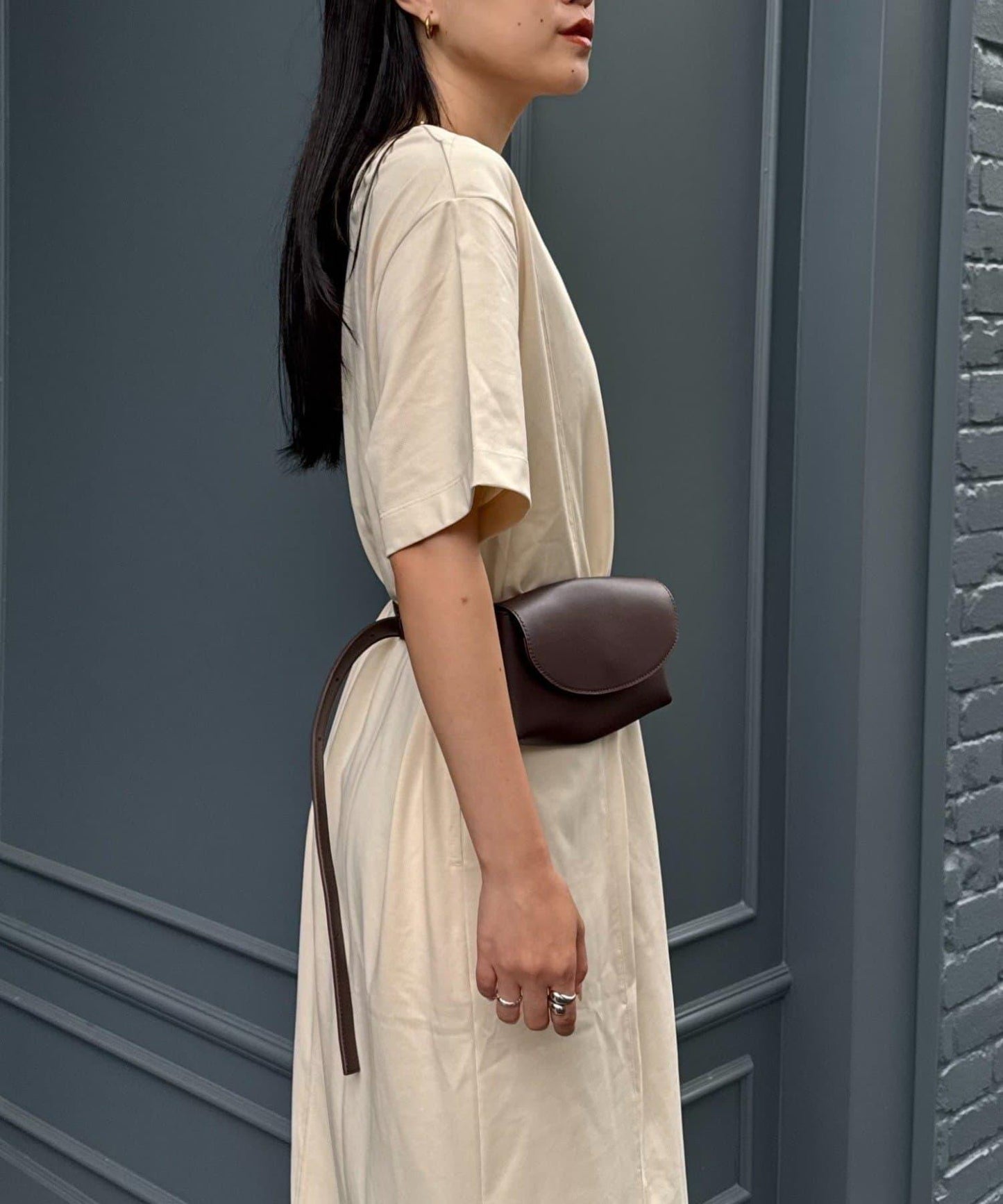 前後2way亨利領剪裁連衣裙